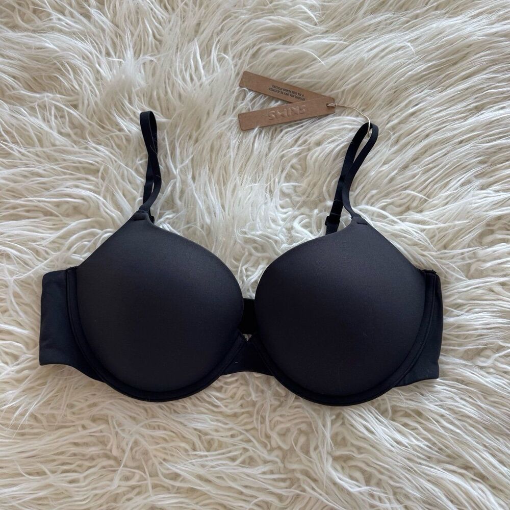 Skims Fits Everybody Push Up Demi Bra Onyx Size 38B - Picture 2 of 5